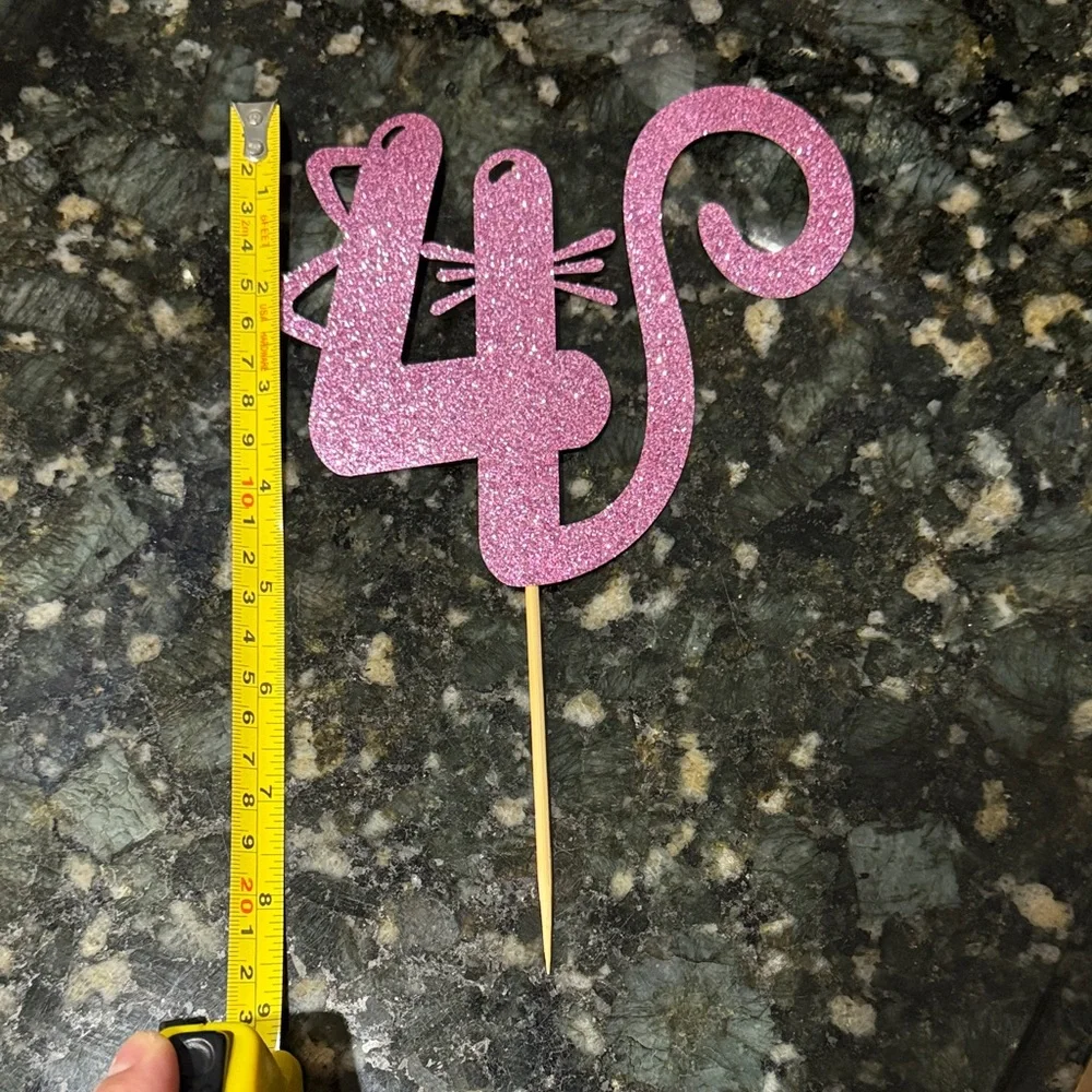 Sparkling Pink Number 4 Gabby’s Dollhouse Cake Topper